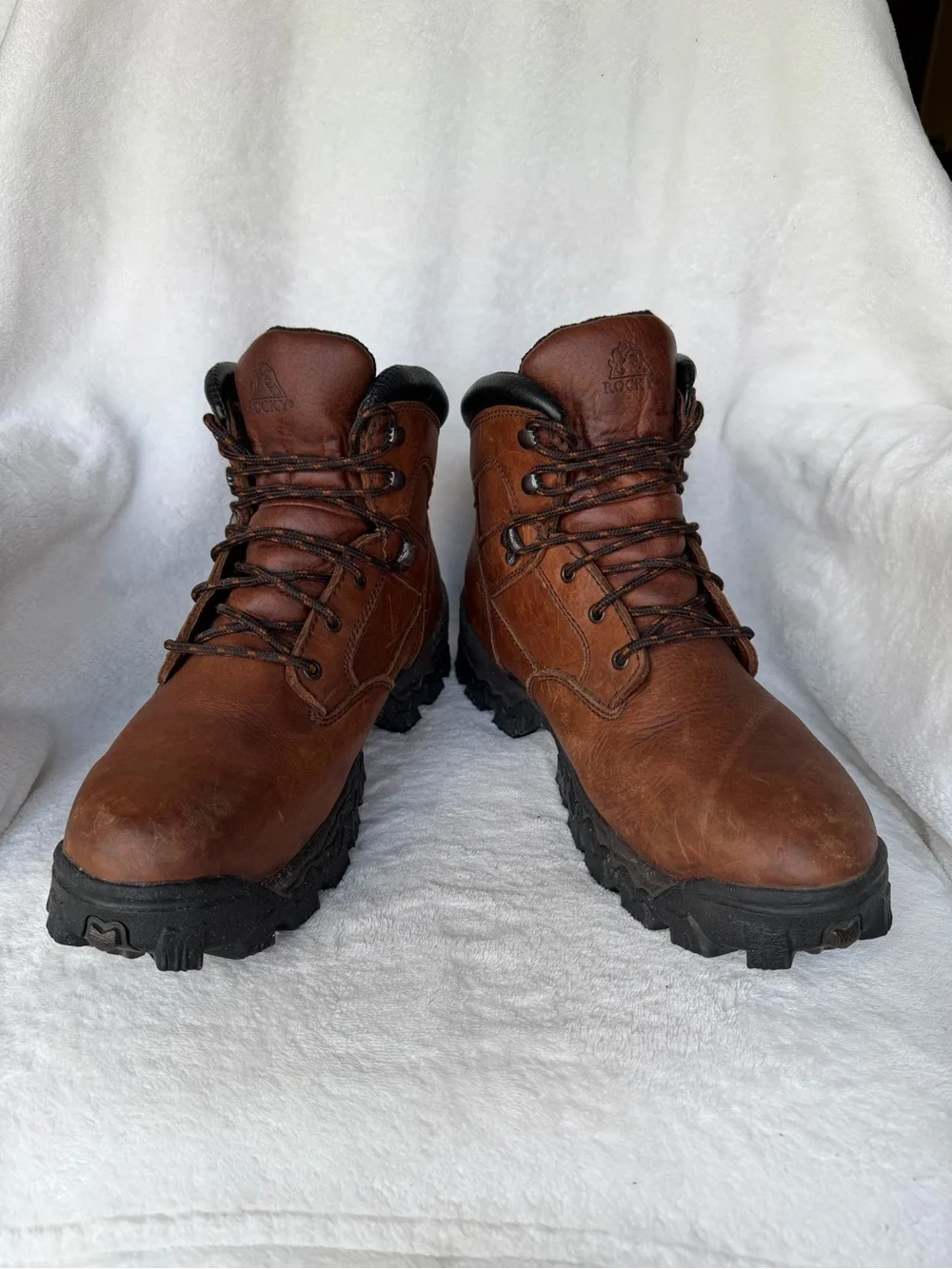 Rocky Waterproof Steel Toe Work Boot Men's Brown Leather Lace-Up Outdoor - 10.
